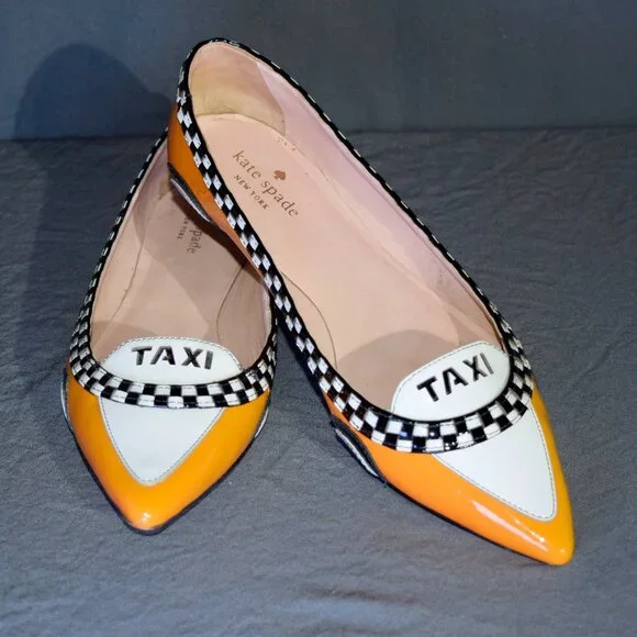 Kate Spade Gogo Taxi Flats Size 8.5 & Matching Taxi Stud Earrings Set - Picture 2 of 7